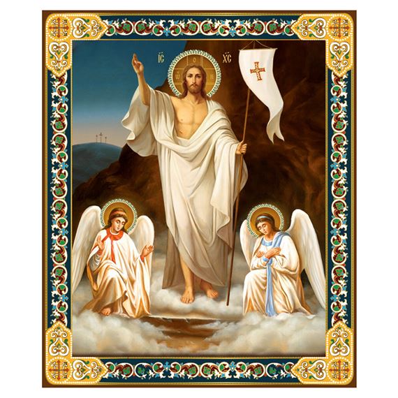 RESURRECTION OF CHRIST ICON WITH EASEL BACK