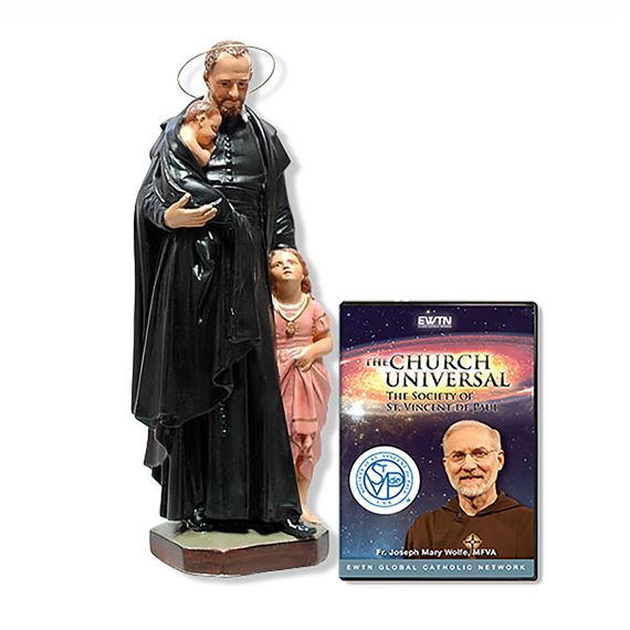ST VINCENT DE PAUL STATUE & FREE DVD