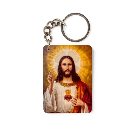 SACRED HEART - WOODEN ICON KEYCHAIN