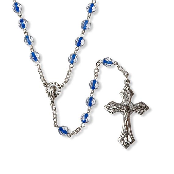 CRYSTAL AND BLUE ROSARY