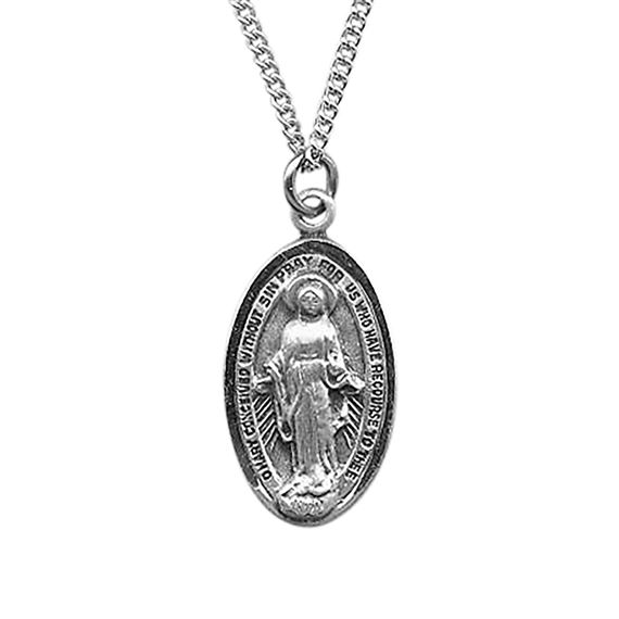 STERLING SILVER MIRACULOUS MEDAL ON 18" CHAIN