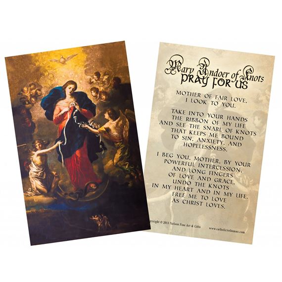 LAMINATED HOLY CARD MARY UNDOER OF KNOTS