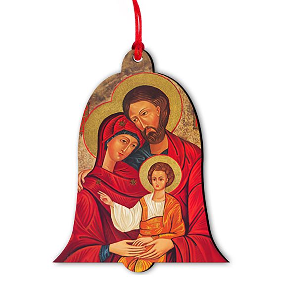 HOLY FAMILY ICON BELL SHAPED  ORNAMENT