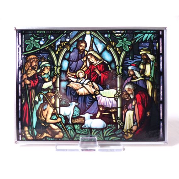 NATIVITY STAINED GLASS SUNCATCHER (6" x 8")