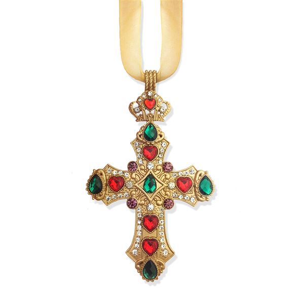 GOLD JEWELED CROSS ORNAMENT