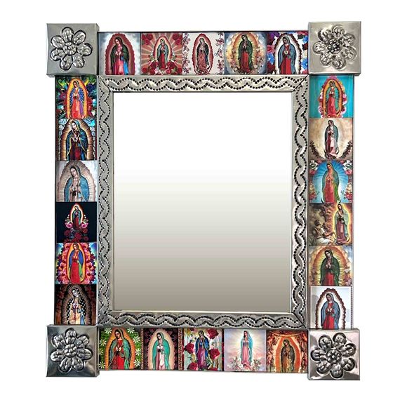 OUR LADY OF GUADALUPE METAL MIRROR - 16 3/4"
