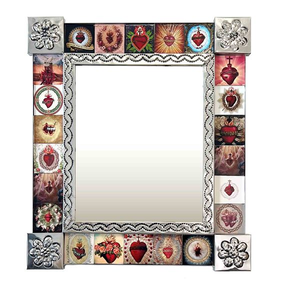 TWO HEARTS METAL MIRROR - 16 3/4"
