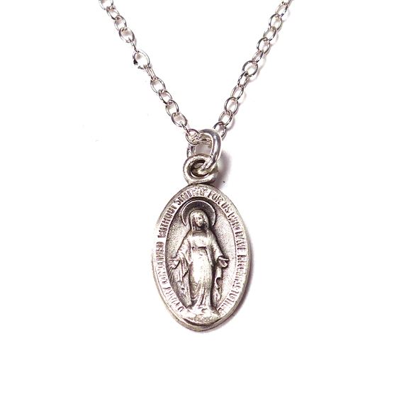 STERLING SILVER MIRACULOUS MEDAL AND CHAIN