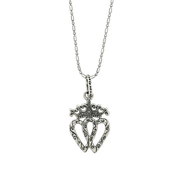 STERLING SILVER TWO HEARTS NECKLACE (16")