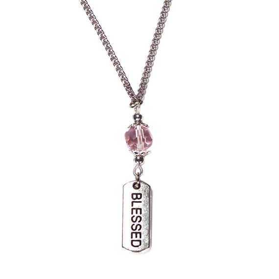 PINK BEAD NECKLACE (18") WITH DANGLE