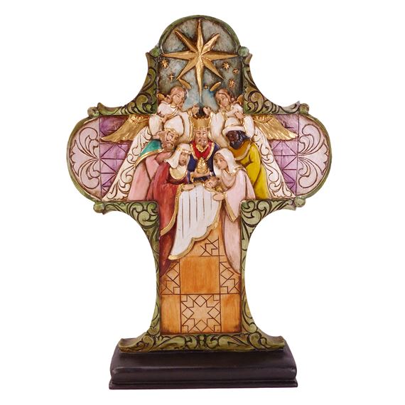 NATIVITY CROSS ON BASE - 9"