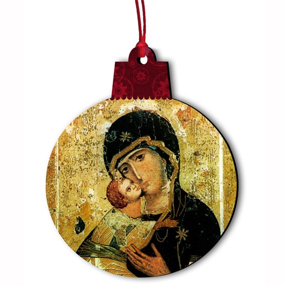 OUR LADY OF VLADIMIR WOOD ORNAMENT