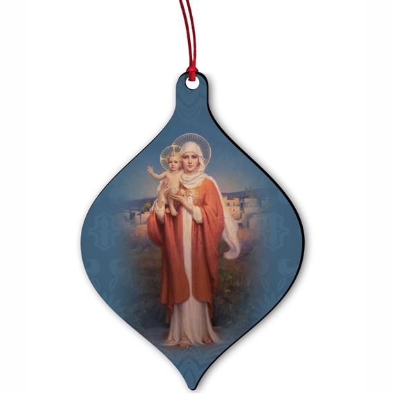 OUR LADY OF PALESTINE WOOD ORNAMENT
