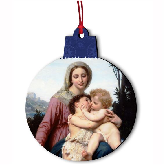 VIRGIN MARY, CHILD JESUS, AND JOHN THE BAPTIST WOOD ORNAMENT