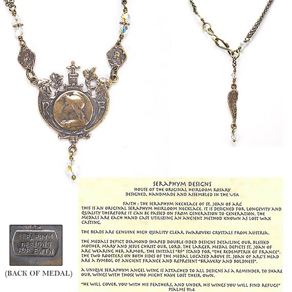 ST. JOAN OF ARC CLEAR SWAROVSKI NECKLACE