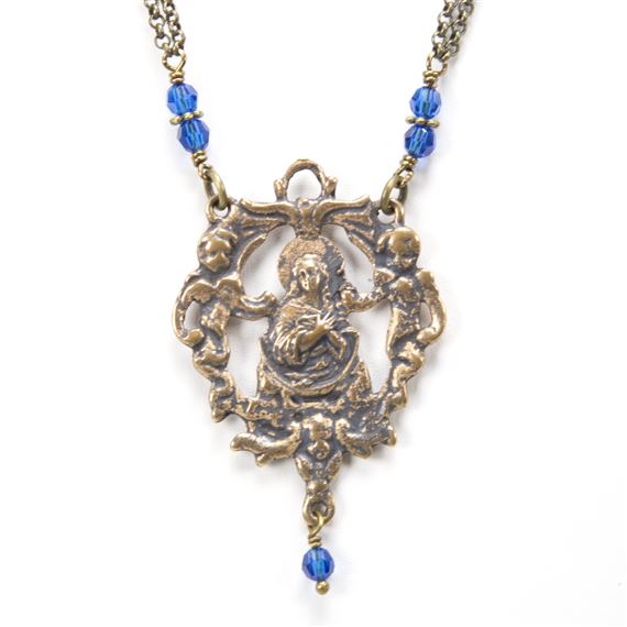 OUR LADY OF THE ANGELS BLUE SWAROVSKI NECKLACE