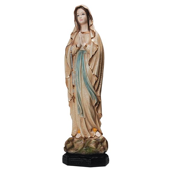 OUR LADY OF LOURDES - WOOD-LOOK STATUE - 19"