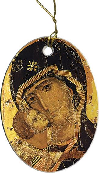 OUR LADY OF VLADIMIR PORCELAIN ORNAMENT