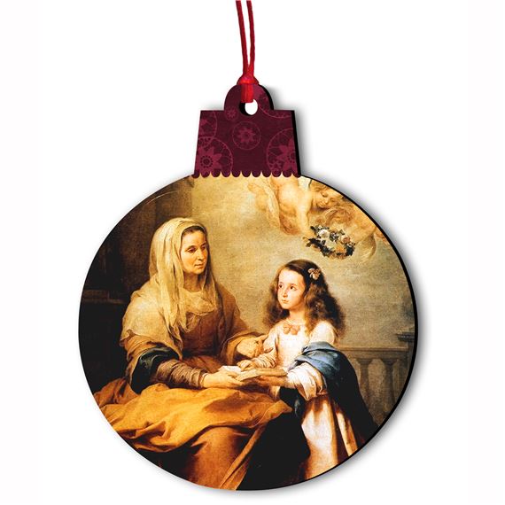 ST ANNE WITH MARY WOOD ORNAMENT