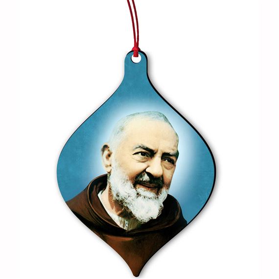 PADRE PIO WOOD ORNAMENT