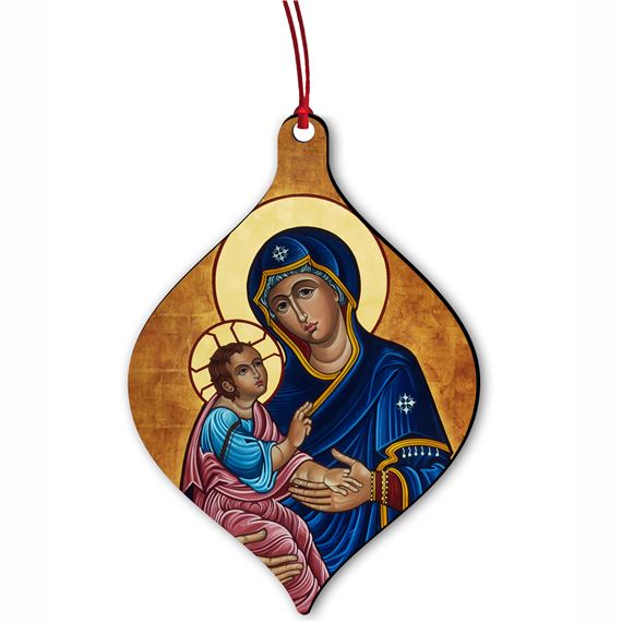 MADONNA AND CHILD WOOD ORNAMENT