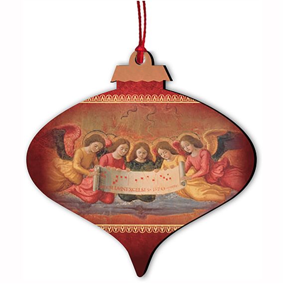THE NATIVITY DETAIL OF ANGELS WOOD ORNAMENT