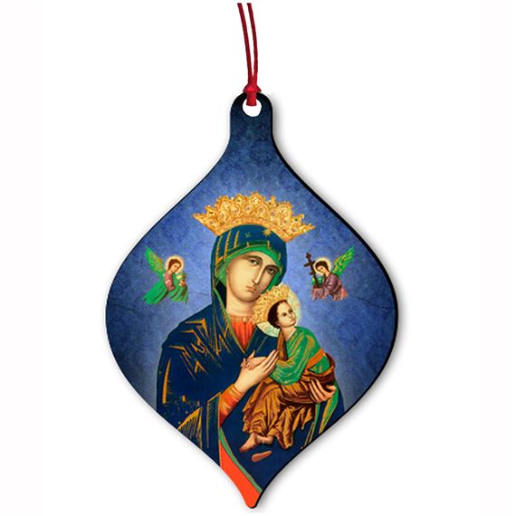 OUR LADY OF PERPETUAL HELP WOOD ORNAMENT