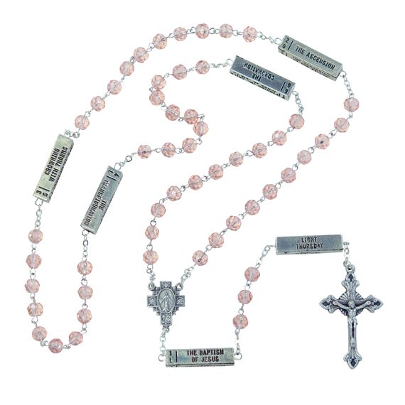 MYSTERIES ROSARY - PINK GLASS BEAD