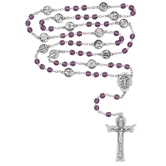 PURPLE BEAD STATIONS OF THE CROSS CHAPLET