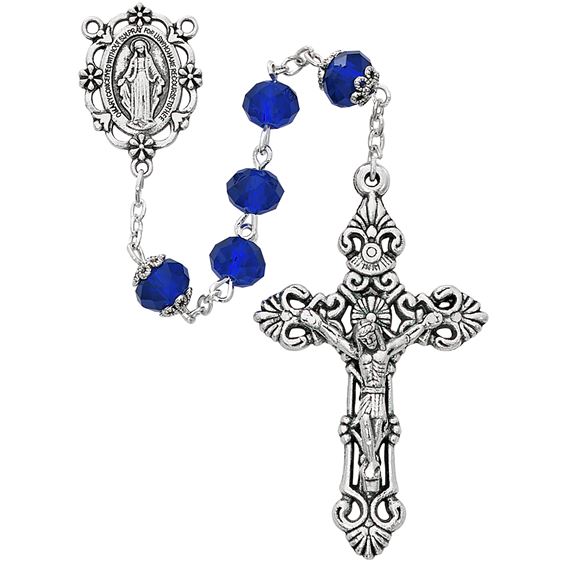 SUN-CUT BLUE BEAD ROSARY