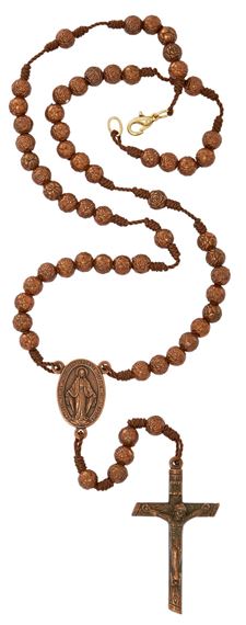 COPPER ROSE BEAD CORDED ROSARY