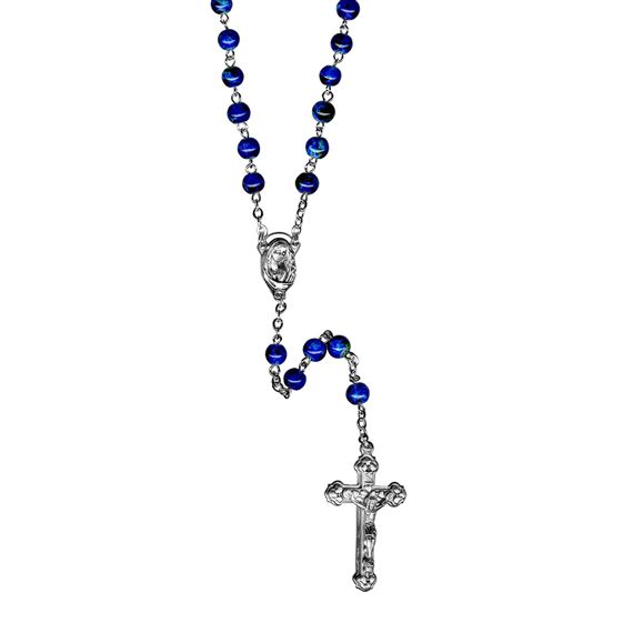 BLUE SWIRL BEAD ROSARY