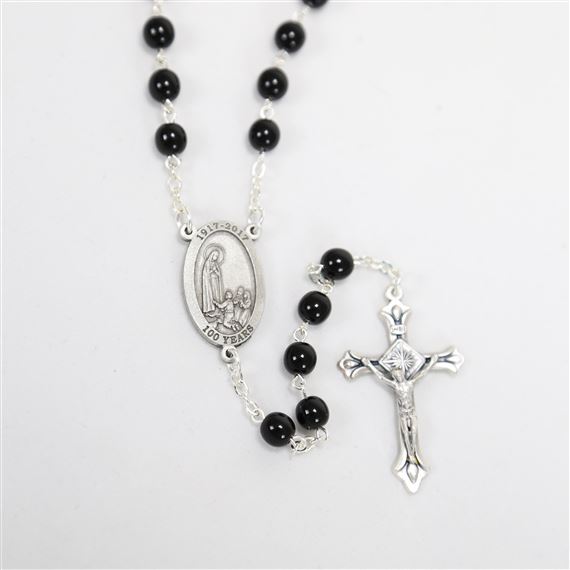 FATIMA ROSARY - BLACK BEAD