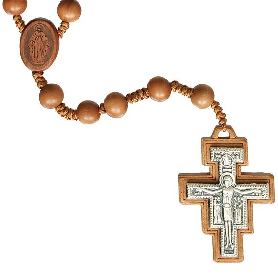 FRANCISCAN CROWN JUJUBE WOOD BEAD ROSARY