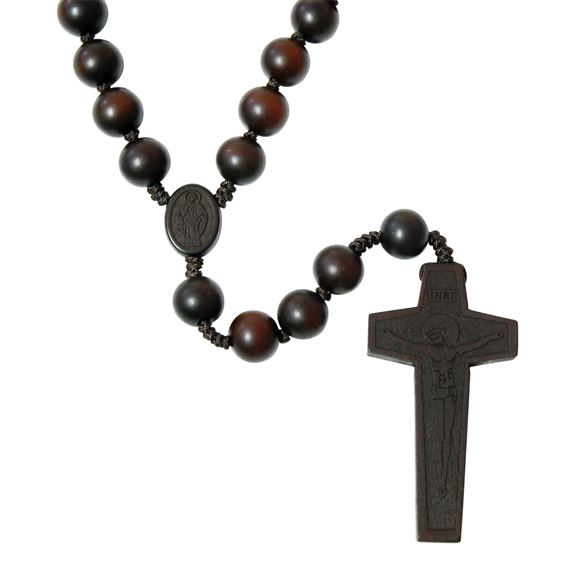 LARGE BEAD JUJUBE WOOD CORDED ROSARY