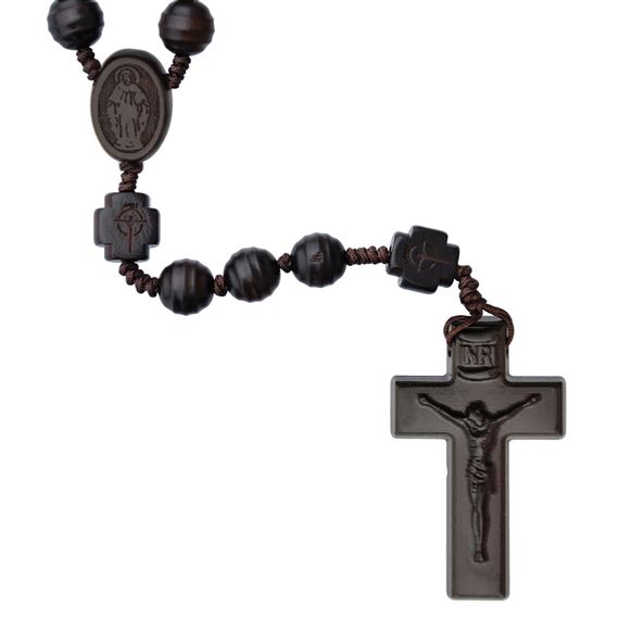 CARVED WOOD JUJUBE BEAD ROSARY