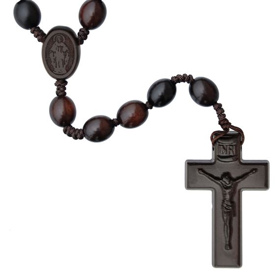 OVAL BEAD JUJUBE WOOD ROSARY