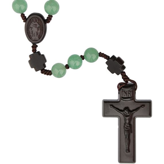 GREEN JADE BEAD AND JUJUBE WOOD ROSARY