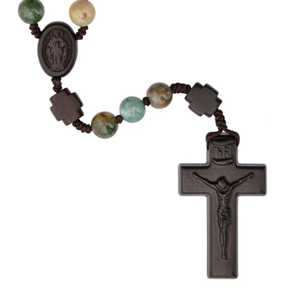 MULTI-COLOR ONYX BEAD AND JUJUBE WOOD ROSARY