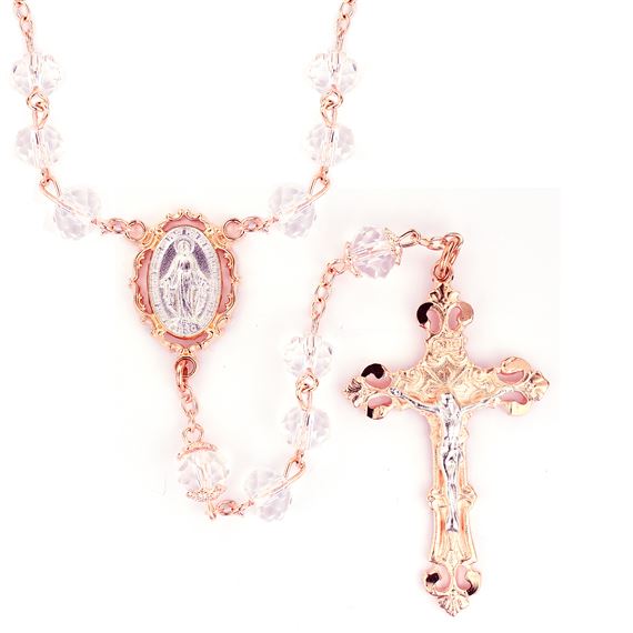 TWO-TONE ROSE GOLD CRYSTAL ROSARY