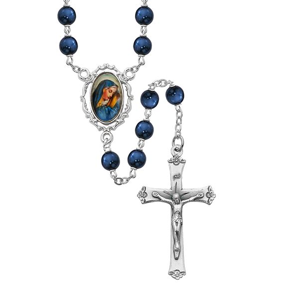 OUR LADY OF SORROWS BLUE BEAD ROSARY
