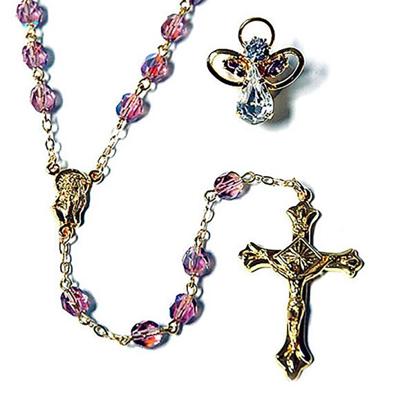 BIRTHSTONE ROSARY & PIN SET - JUNE (ALEXANDRITE)