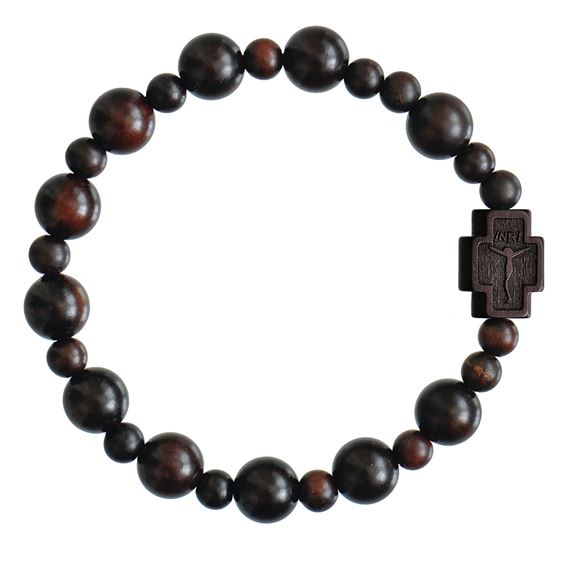 DARK BROWN JUJUBE WOOD "THORN BUSH" ROSARY BRACELET