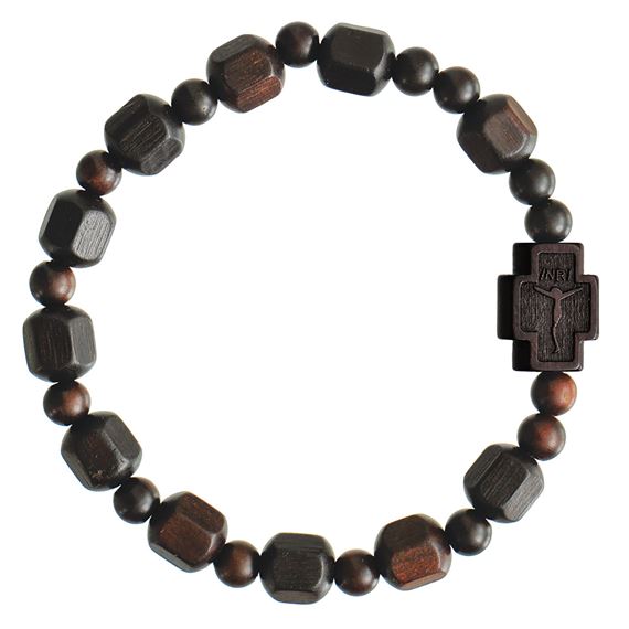 JUJUBE WOOD BEAD ROSARY BRACELET