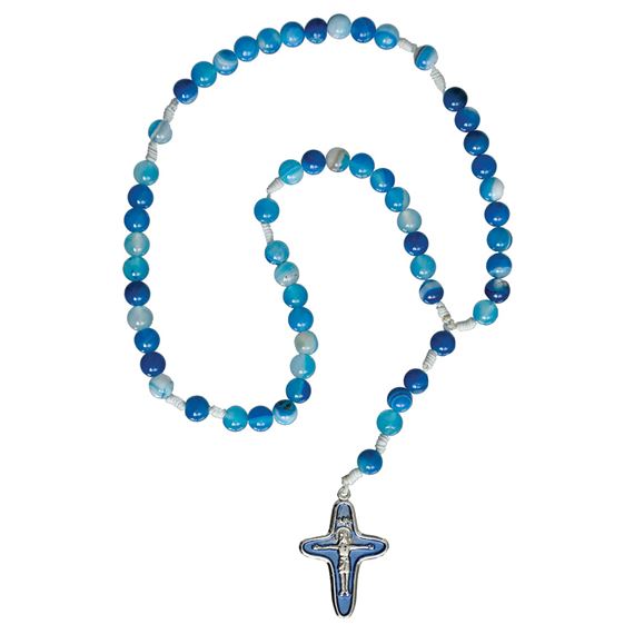 BLUE GEMSTONE CORD ROSARY