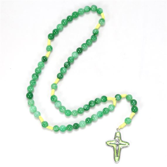 GREEN GEMSTONE CORD ROSARY