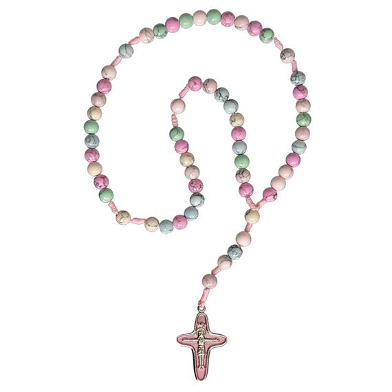 PASTEL GEMSTONE CORD ROSARY