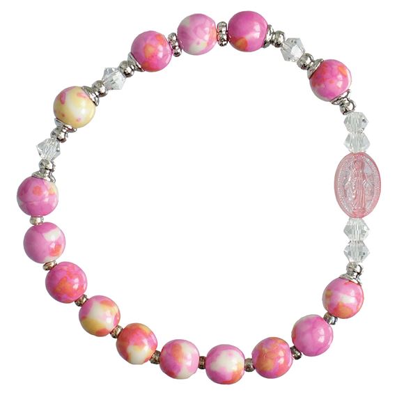 PINK GEMSTONE ROSARY BRACELET