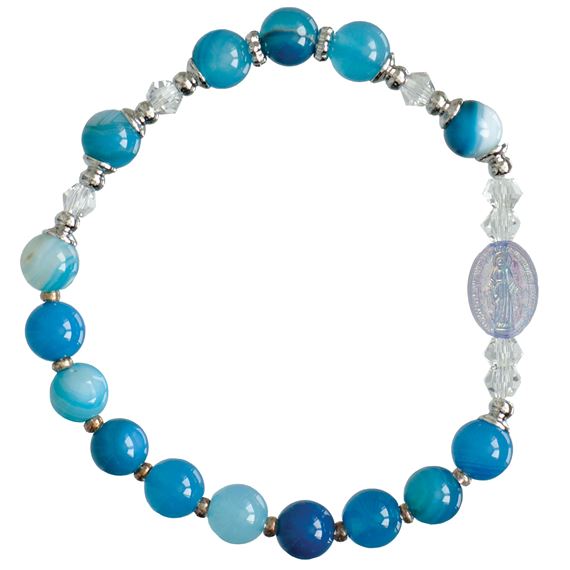 BLUE GEMSTONE ROSARY BRACELET