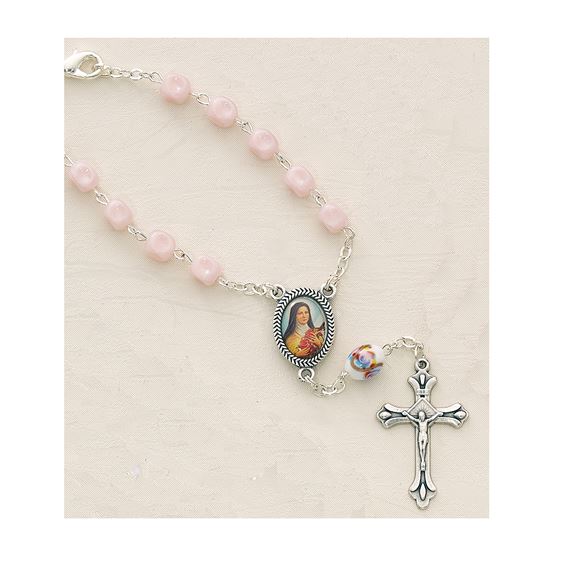 PINK ST. THERESE AUTO ROSARY